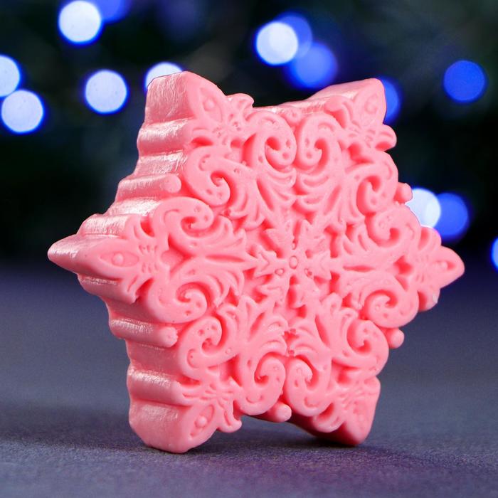 Мыло фигурное "Снежинка" розовая 80гр