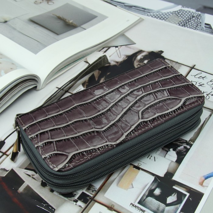 Кошелёк женский, 4 отдела на 2 молниях, для карт, для монет, с ручкой, цвет фиолетовый