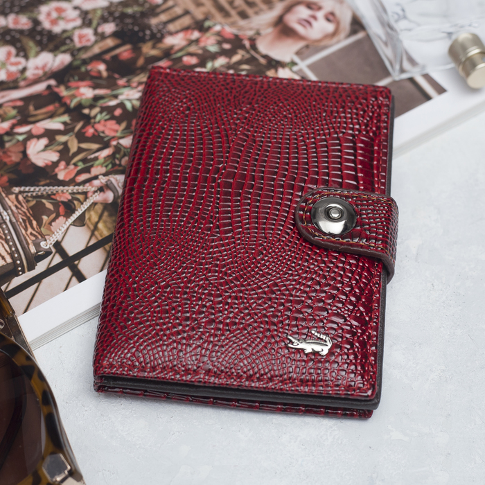 Портмоне 3 в 1 (автодокументы+паспорт), 2 отдела, для карт, для монет, цвет красный