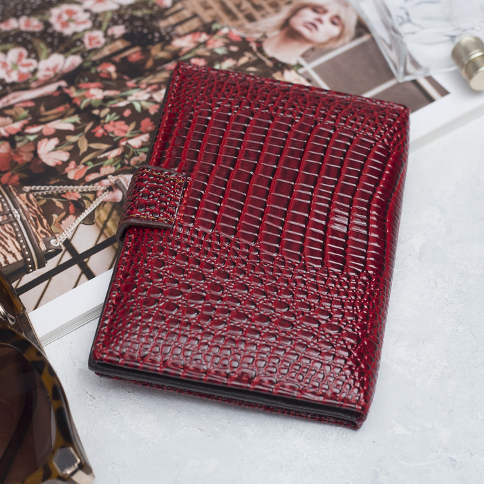 Портмоне 3 в 1 (автодокументы+паспорт), 2 отдела, для карт, для монет, цвет красный