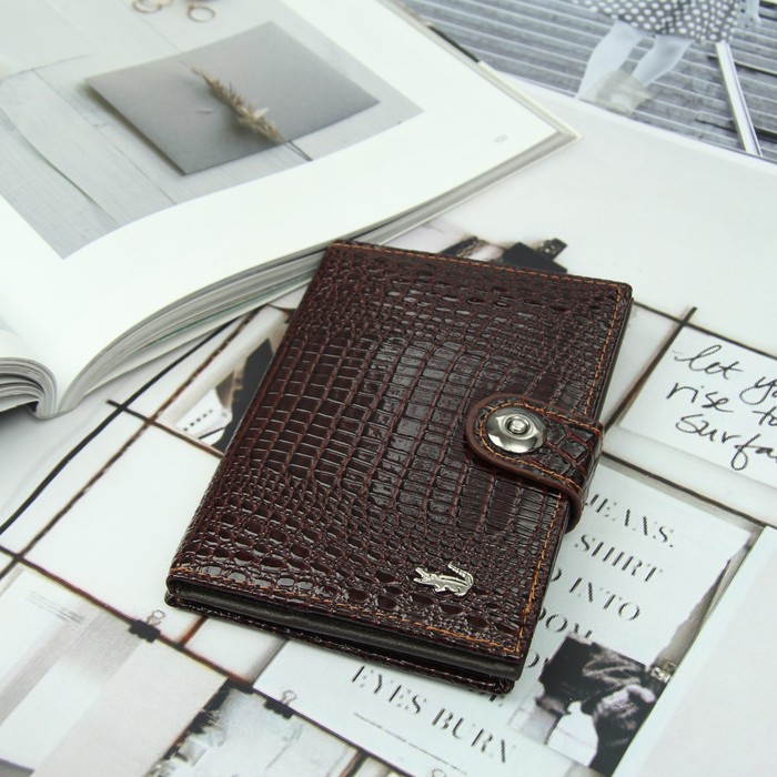 Портмоне 3 в 1 (автодокументы+паспорт), 2 отдела, для карт, для монет, цвет коричневый