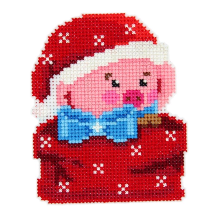 Вышивка крестиком Cross Art "Поросёнок в подарках", подвеска и магнит