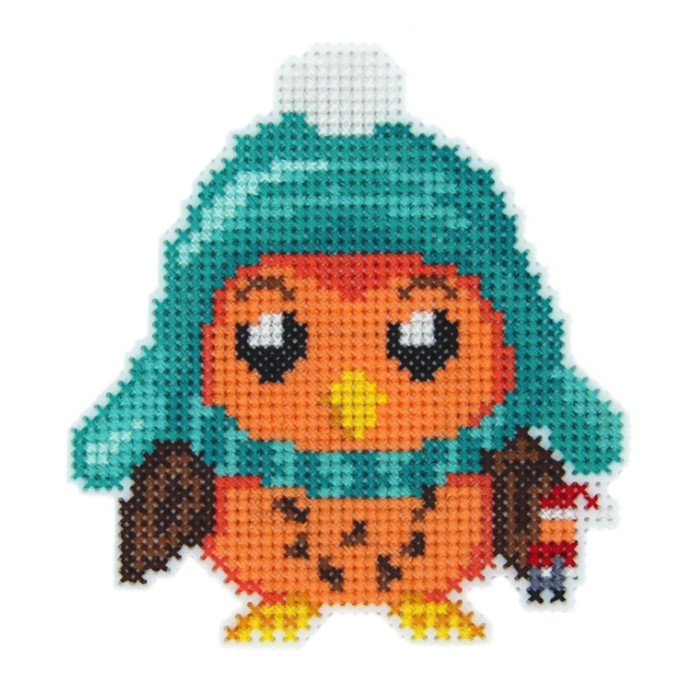 Вышивка крестиком Cross Art "Совёнок с игрушкой", подвеска и магнит