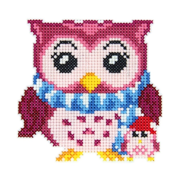 Вышивка крестиком Cross Art "Совушка с совёнком", подвеска и магнит