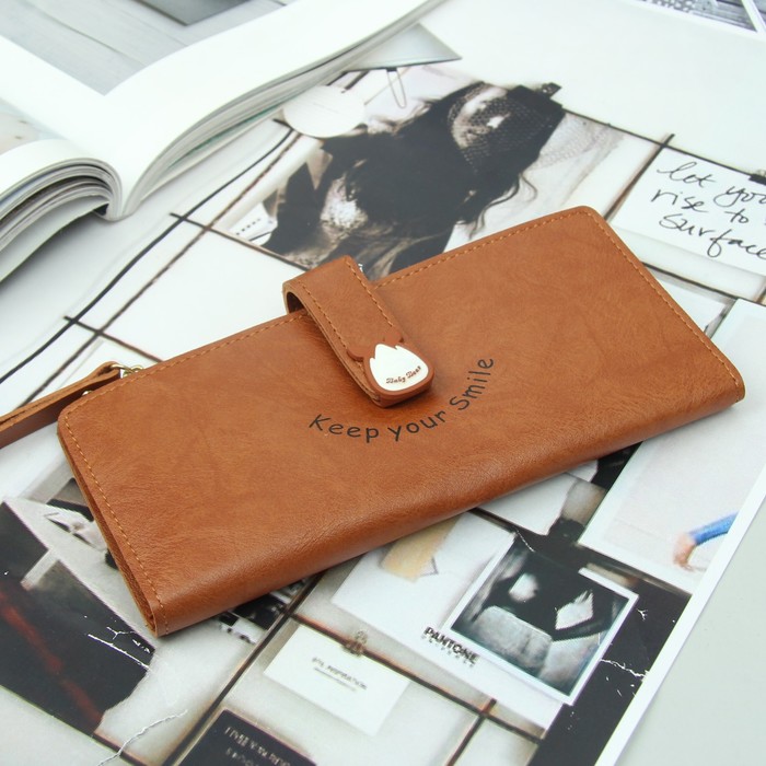 Кошелёк раскладной, 2 отдела, для карт, для монет, на кнопке, цвет коричневый