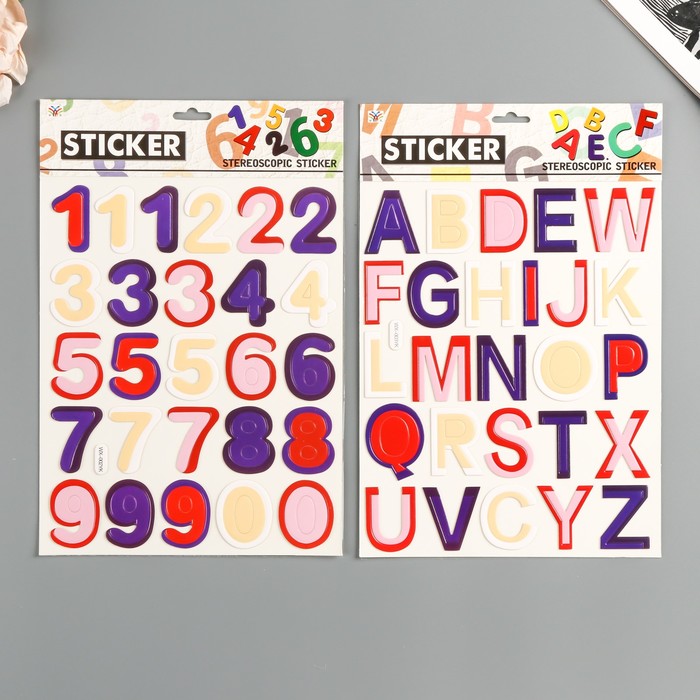 Наклейка бумага "Цифры/Буквы" МИКС 29,5х19,5 см