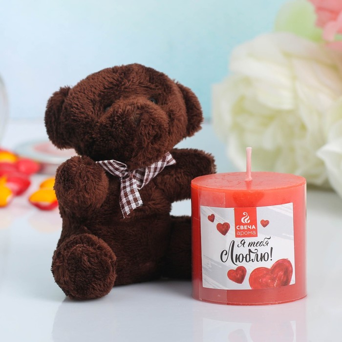 Набор подарочный свеча с мягкой игрушкой "Я тебя люблю!", 10,5 х 8,5 см