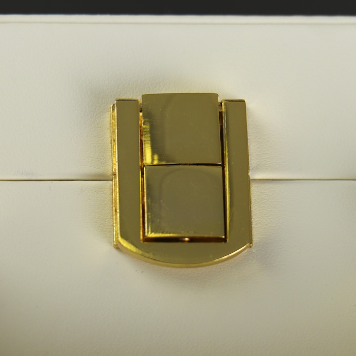 Шкатулка кожзам для украшений чемодан "Крупная клетка" белая 9х25х17,3 см