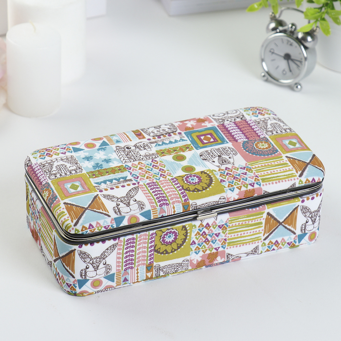 Шкатулка текстиль для украшений "Орнаменты" 5,5х18,5х9,5 см