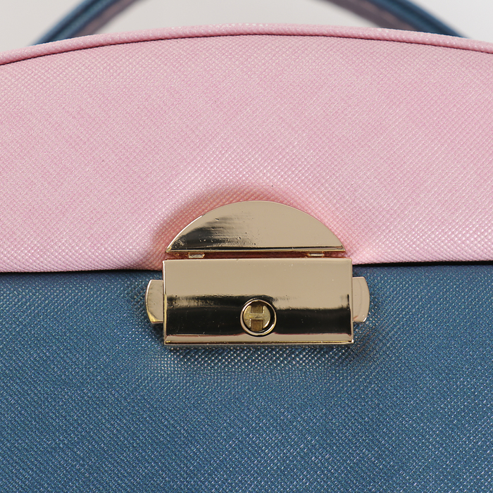 Шкатулка кожзам для украшений "Веер" розово-бирюзовая 14х27х16 см