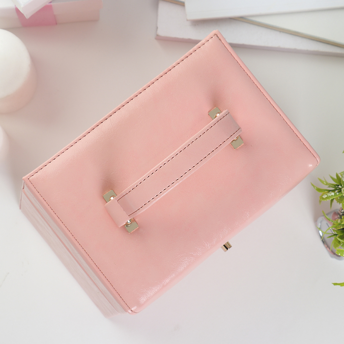 Шкатулка кожзам для украшений "Розовая пастила" 14х18,5х14 см