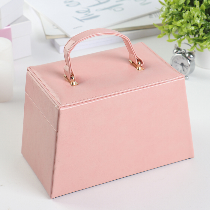 Шкатулка кожзам для украшений "Розовая пастила" 14х18,5х14 см