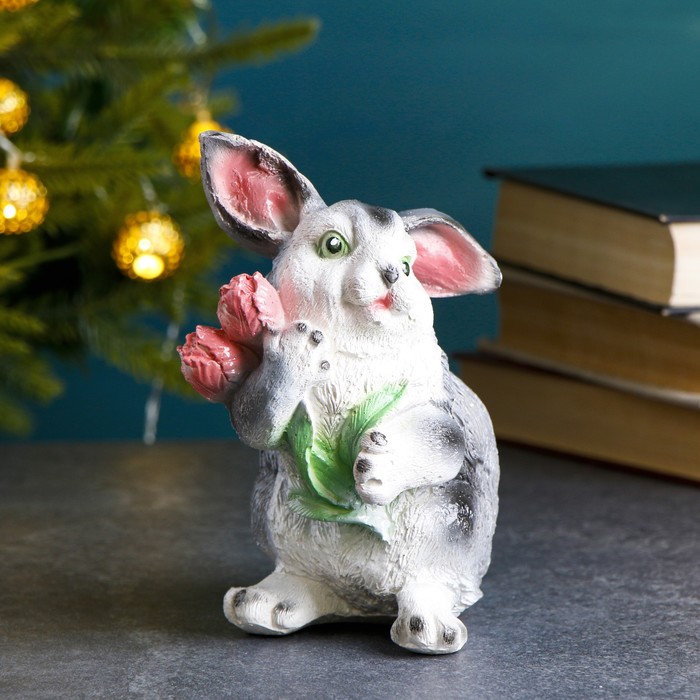 Копилка "Кролик с цветком" 19х13см