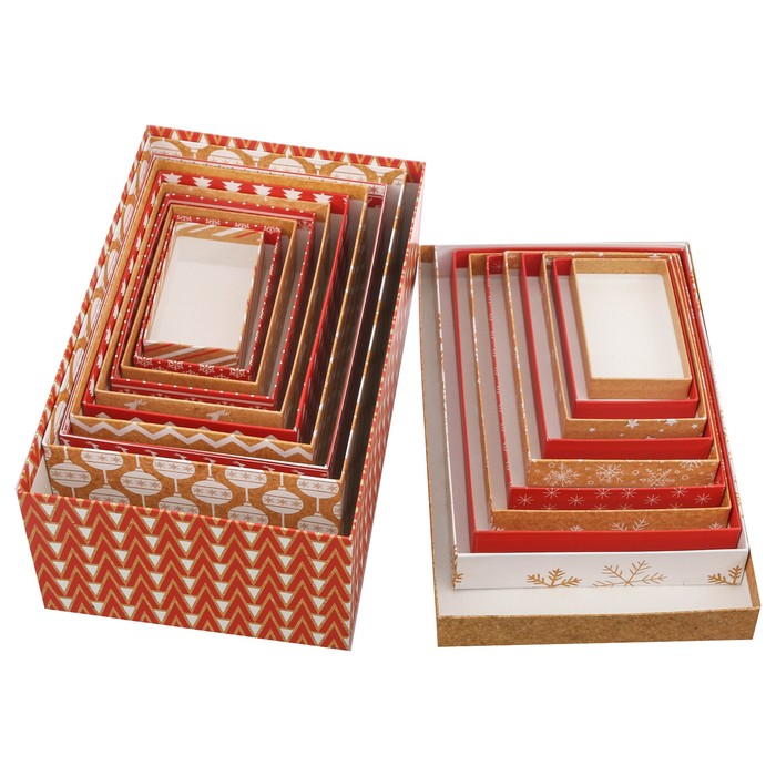 Набор подарочных коробок 10 в 1 "Зимний" 12х7х4; 14х8,4х4,5; 15х9,5х5,5; 18х11х6,5; 20х12,5х 35801