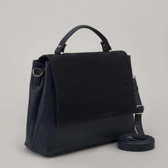 Сумка женская, отдел с перегородкой на молнии, наружный карман, длинный ремень, цвет синий