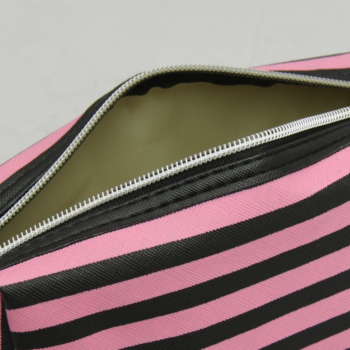 Косметичка «Полосы» , отдел на молнии, ручка, цвет чёрный