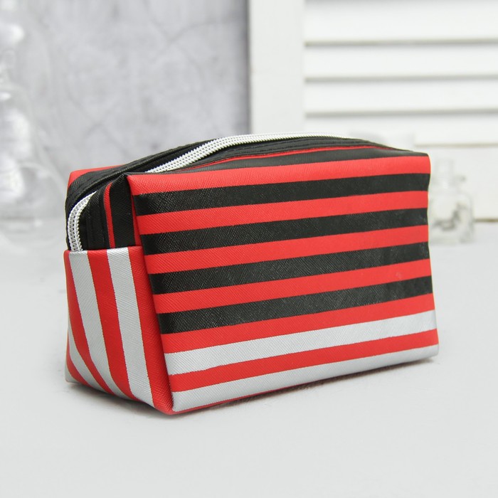 Косметичка «Полосы» , отдел на молнии, ручка, цвет красный