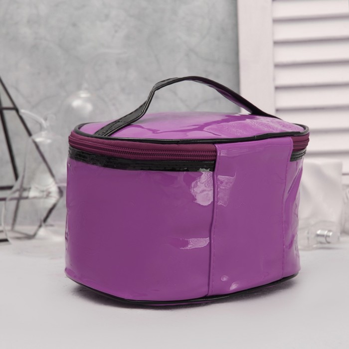 Косметичка-сундучок «Лак» , отдел на молнии, зеркало, цвет фиолетовый