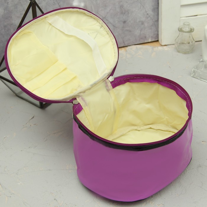 Косметичка-сундучок «Лак» , отдел на молнии, зеркало, цвет фиолетовый