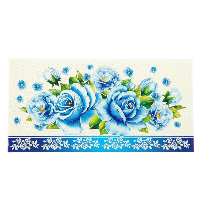 Конверт для денег "Универсальный", синие цветы, белый фон