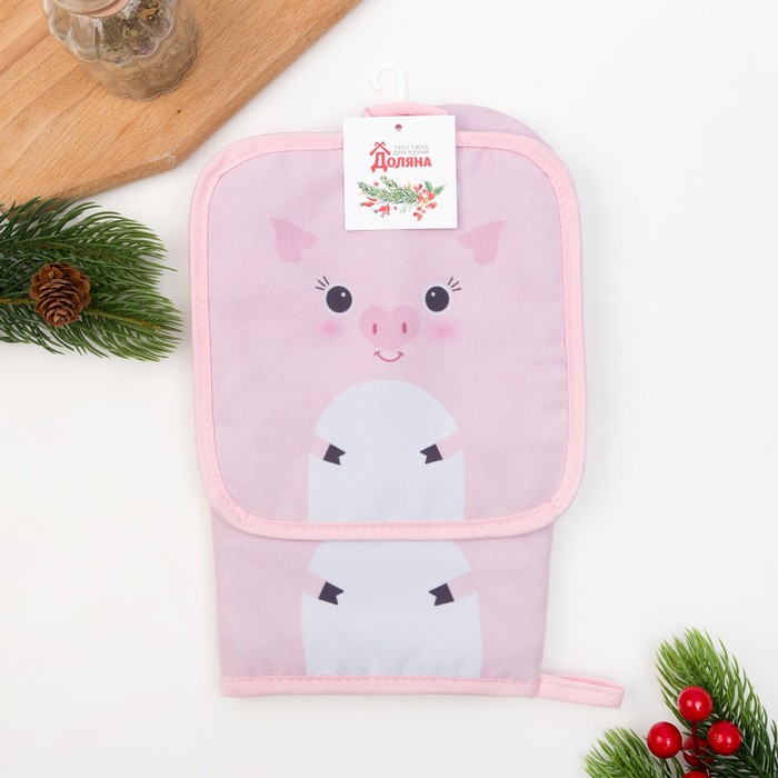 Кух.набор "Поросенок" варежка 20х27см,прихватка17х17см,35% х/л,65% п/э,ватин 250г/м2