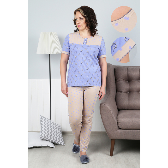 Пижама женская (футболка, брюки) Незабудка-2 цвет сирень, р-р 54