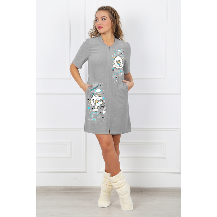 Халат женский на молнии Бяша-4 цвет серый, р-р 52