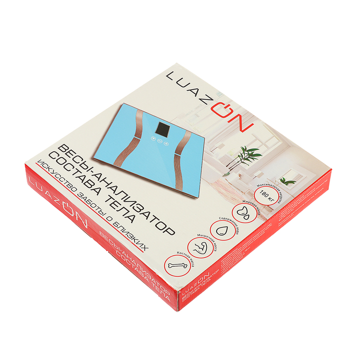 Весы напольные LuazON LVE-20, электронные, диагностические, до 180 кг, голубые