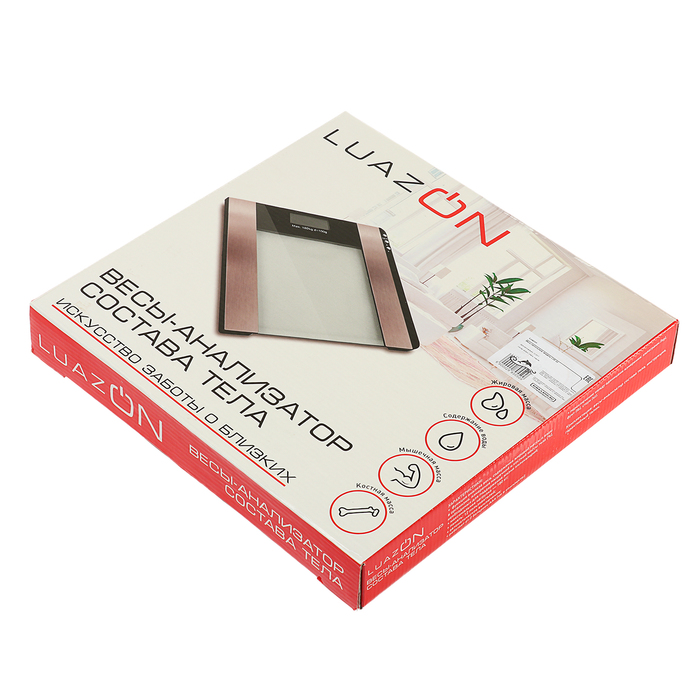 Весы напольные LuazON LVE-22, электронные, диагностические, до 180 кг, черные