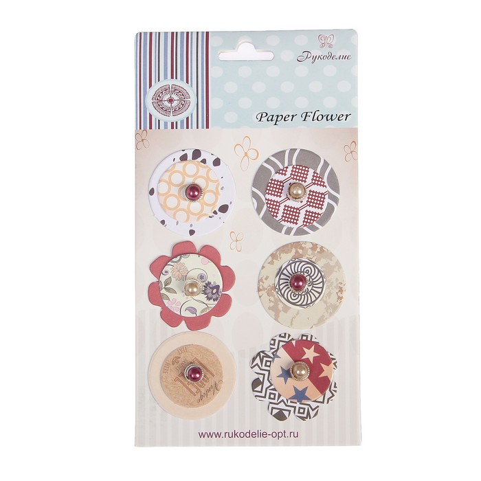 Набор брадсов-цветов для скрапбукинга Рукоделие "Влада" 6 шт