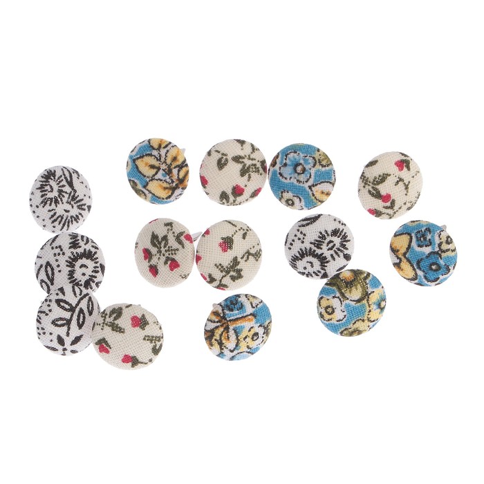 Набор брадсов для скрапбукинга Рукоделие "Цветочек-3" тканевые, 15 шт