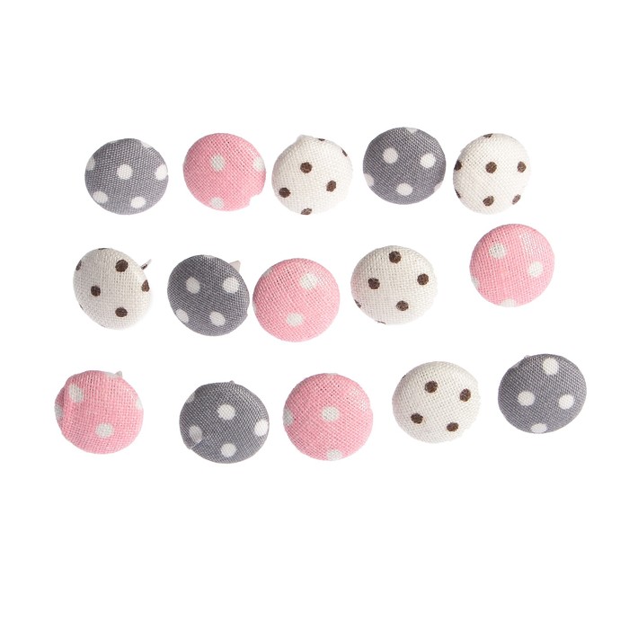 Набор брадсов для скрапбукинга Рукоделие "Горошек-1" тканевые, 15 шт