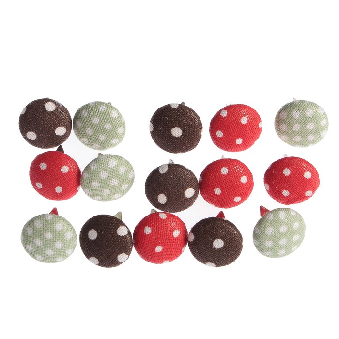 Набор брадсов для скрапбукинга Рукоделие "Горошек-2" тканевые, 15 шт