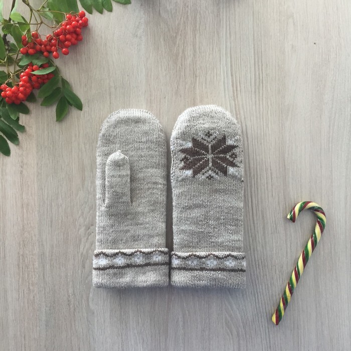 Варежки женские М24 цвет бежевый, р-р 18