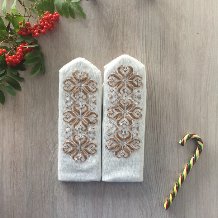 Варежки женские М02 цвет белый, р-р 18