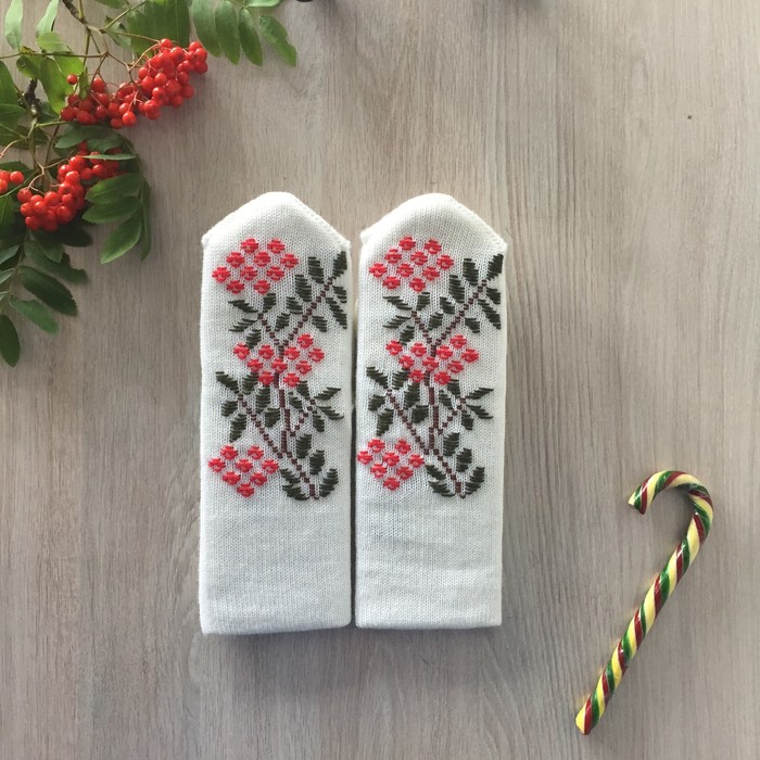 Варежки женские М02 цвет белый, р-р 18