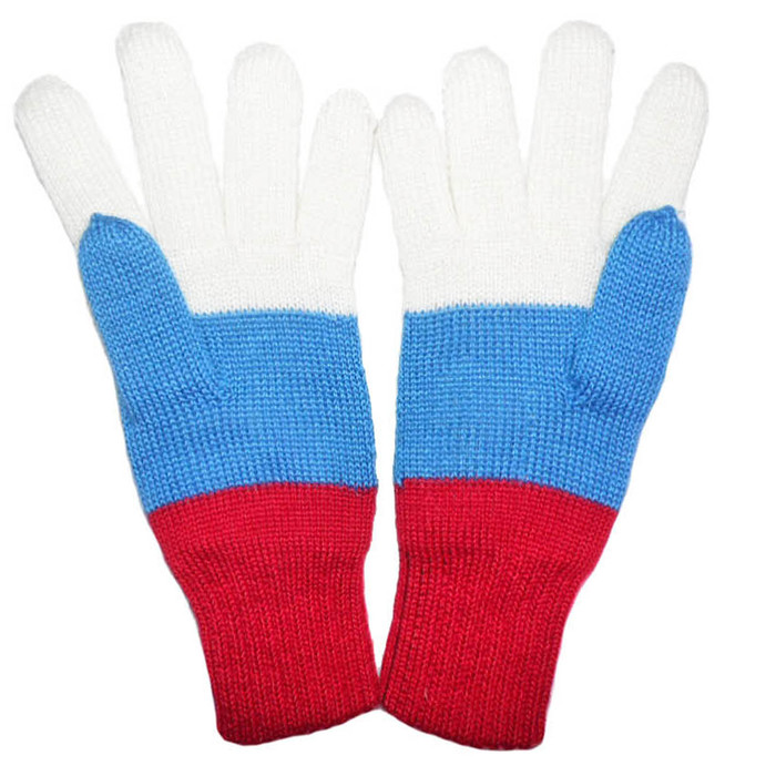 Перчатки "Россия" Р09 цвет триколор, р-р 18