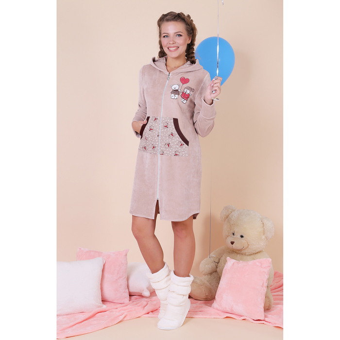 Халат женский на молнии Фимка-4 цвет бежевый, р-р 48