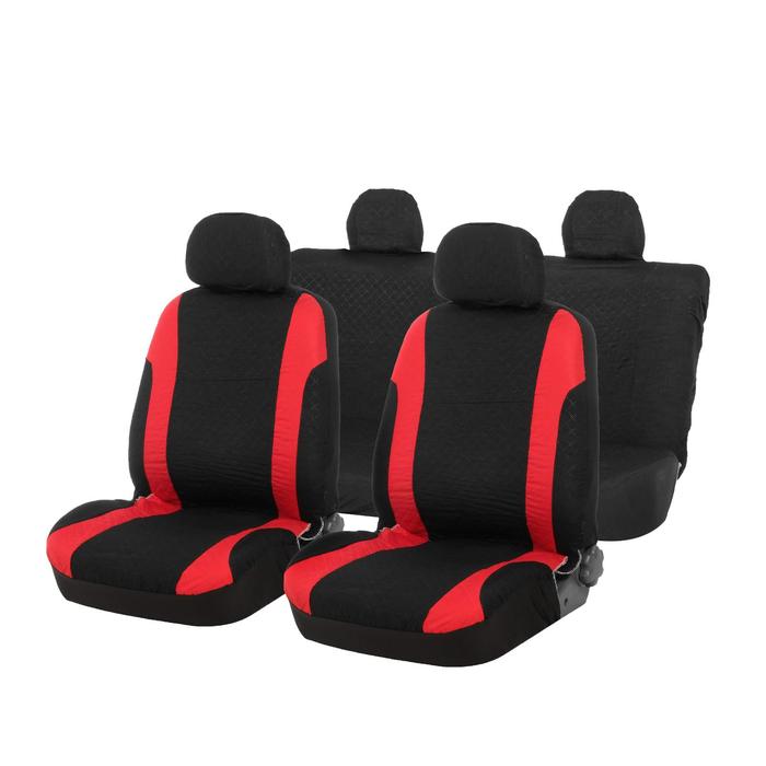 Авточехлы на сиденья TORSO Premium универсальные, 9 предметов, чёрно-красный AV-17