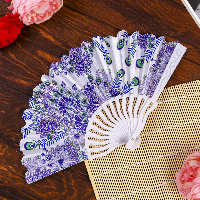 Веер пластик "Восточные узоры с золотом" МИКС 24 см