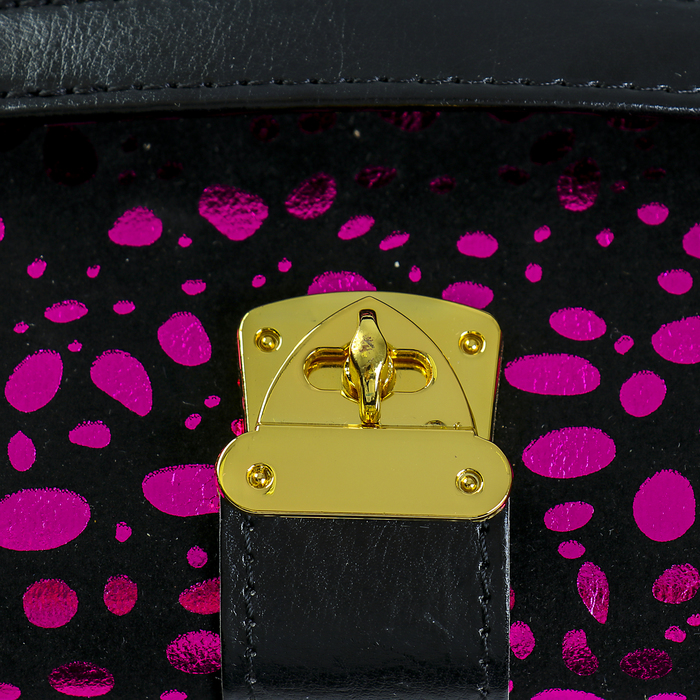 Шкатулка кожзам для украшений "Розовые пятна на чёрном" 14х23,5х16,5 см