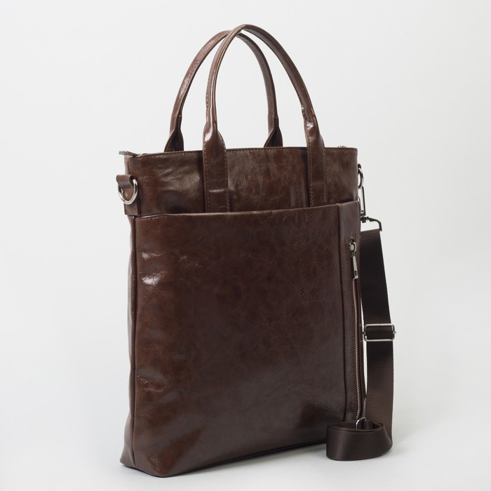 Сумка женская, отдел на молнии, 3 наружный карман, ремень, цвет коричневый