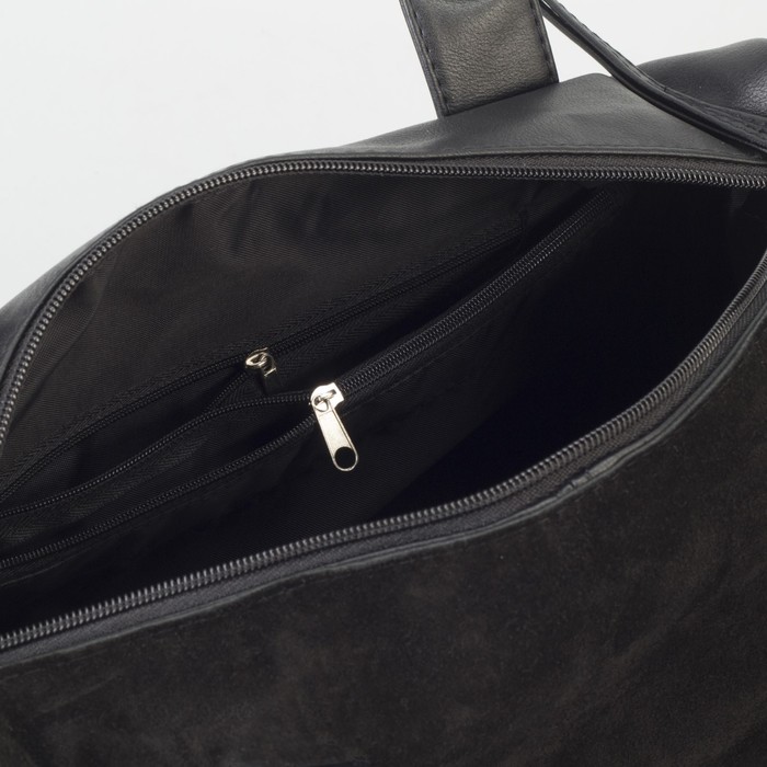 Сумка женская, отдел на молнии, наружный карман, длинный ремень, цвет чёрный