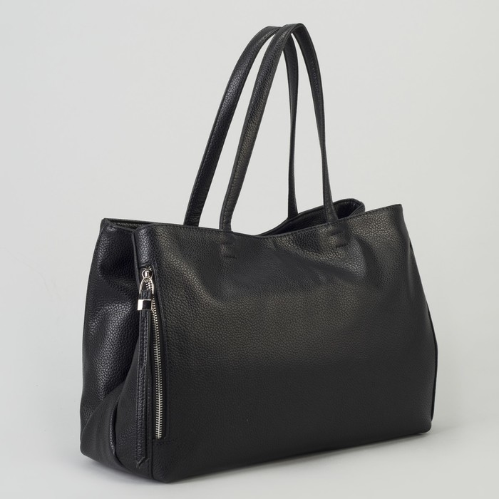 Сумка женская, 2 отдела на молниях, наружный карман, цвет чёрный