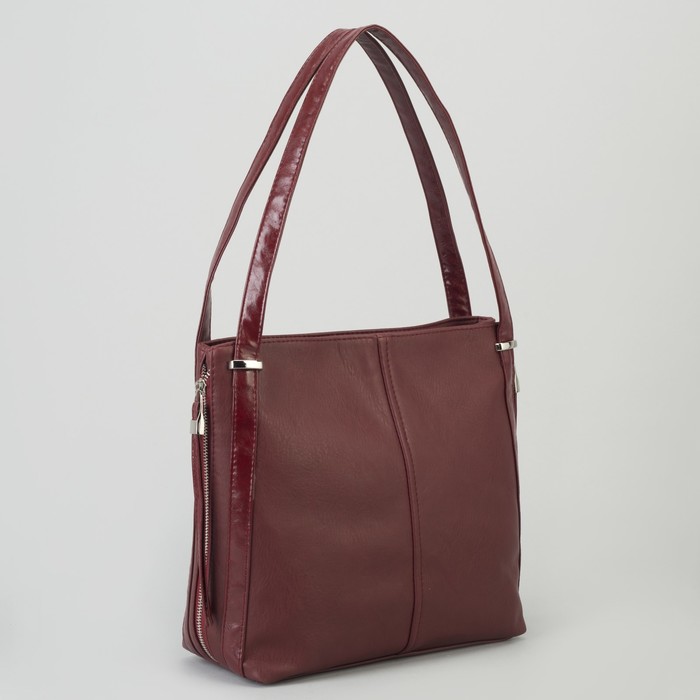 Сумка женская, отдел с перегородкой на молнии, наружный карман, цвет бордовый