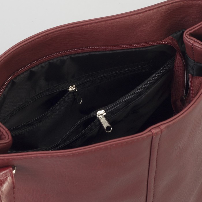 Сумка женская, отдел с перегородкой на молнии, наружный карман, цвет бордовый