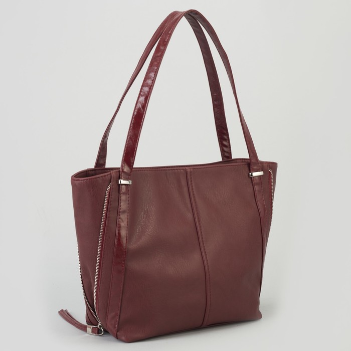 Сумка женская, отдел с перегородкой на молнии, наружный карман, цвет бордовый