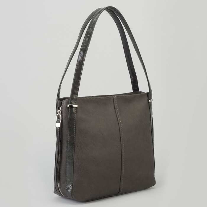 Сумка женская, отдел с перегородкой на молнии, наружный карман, цвет серый