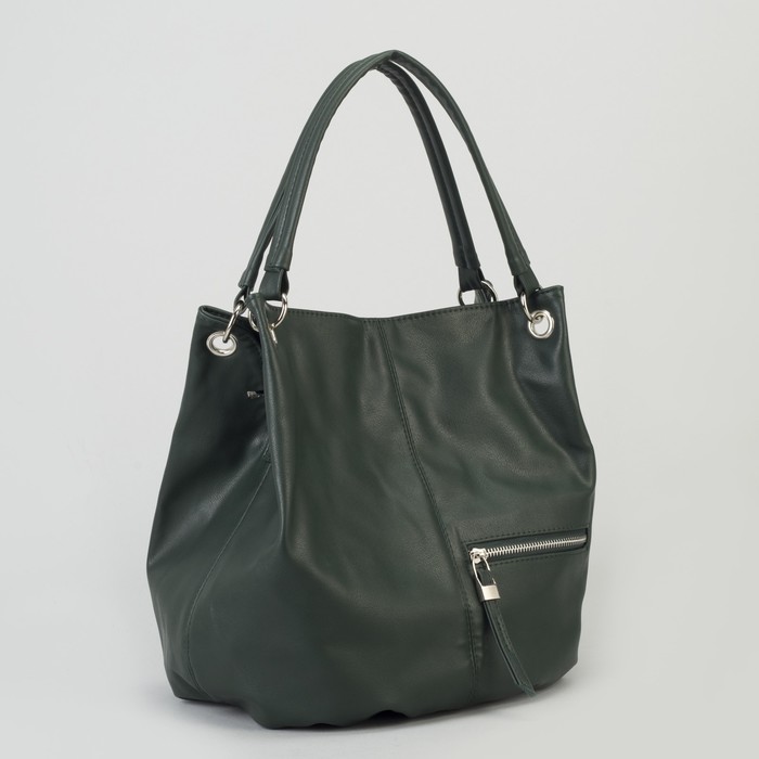 Сумка женская, отдел на молнии, наружный карман, цвет зелёный