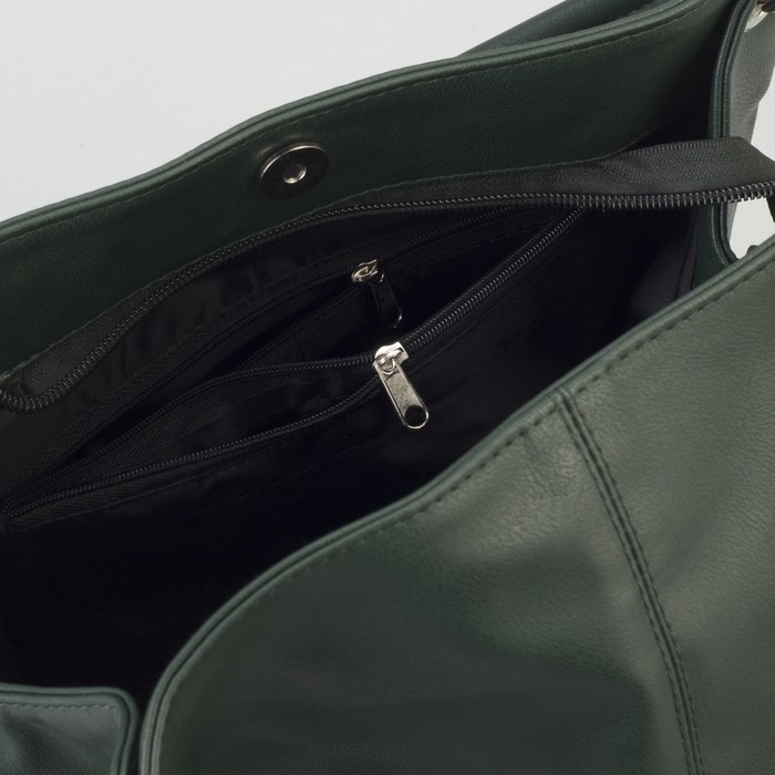 Сумка женская, отдел на молнии, наружный карман, цвет зелёный